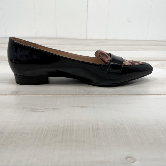NWOB Cloudwalker Quinn by Avenue Faux Leopard Hair Black Patent Flats, Sz 9.5W - Picture 6 of 9